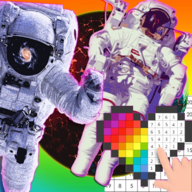 Astronaut Space Pixel Art-Coloring By Number