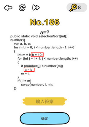 第186关攻略 脑洞大师186关a=？答案是什么