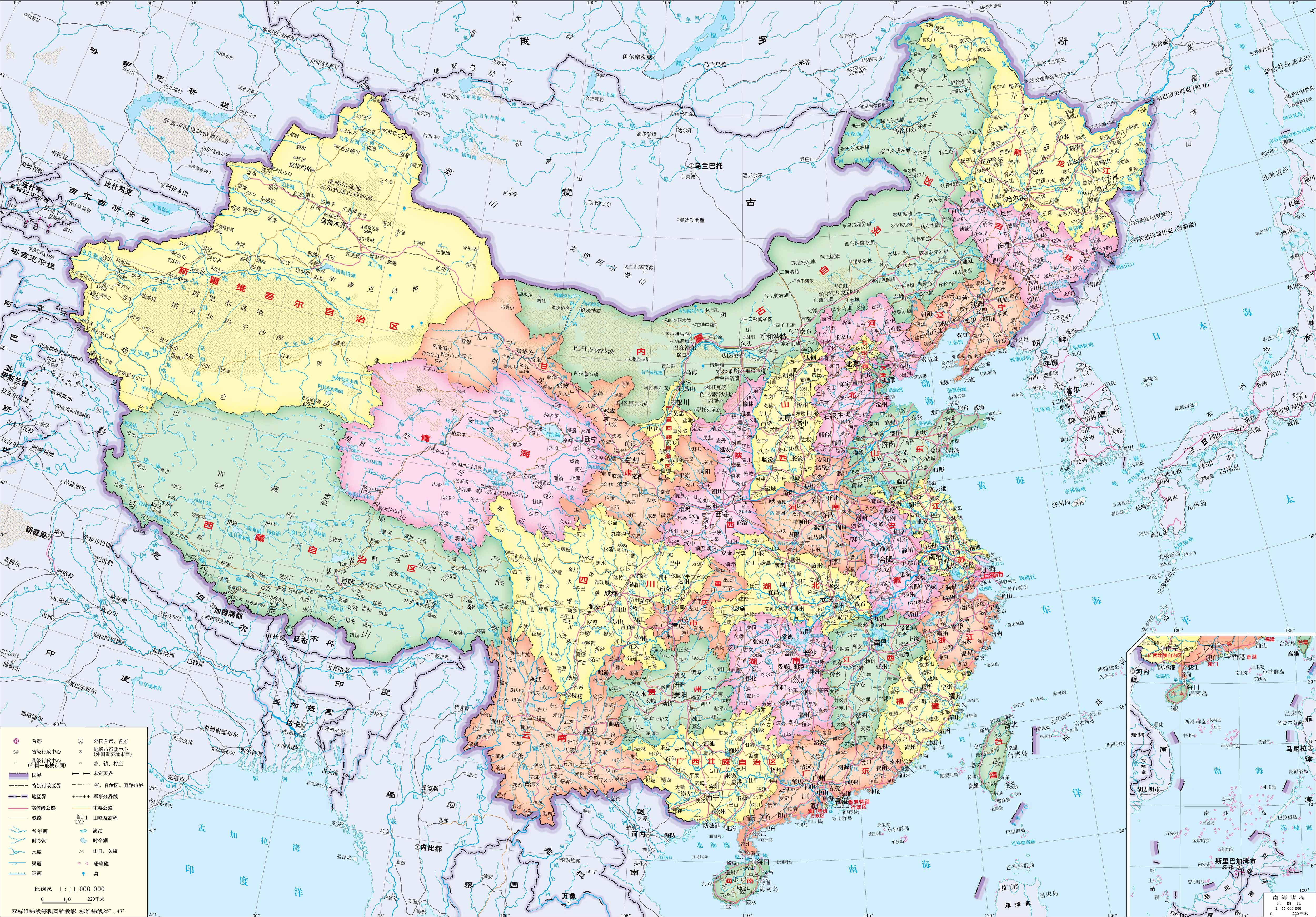 中国地图全图各省各市高清版大图2023 全国地图高清版大图片最新可放大